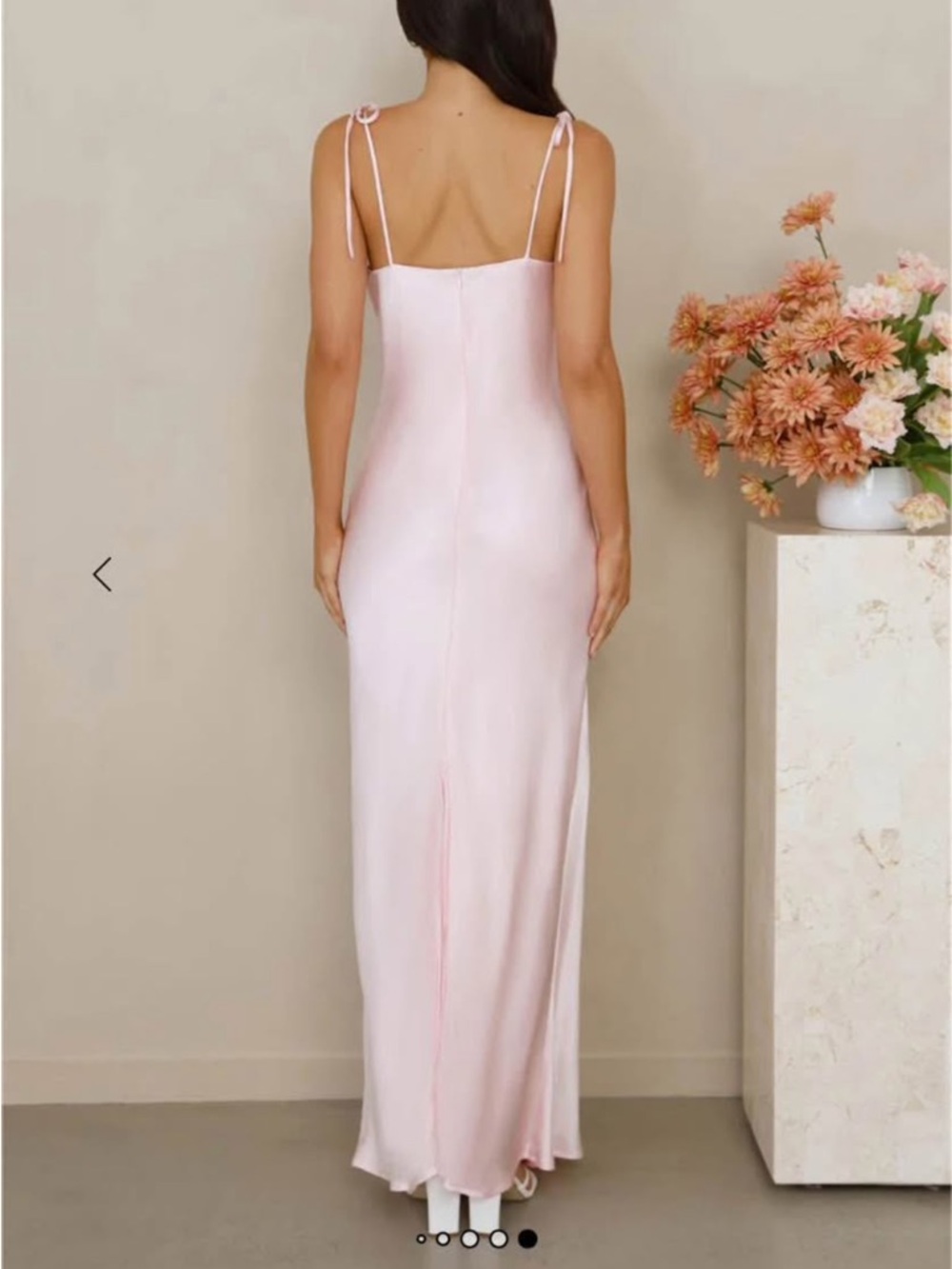 Hello Molly Pale Pink Satin Maxi Slip Dress with Tie Straps - Picture 2 of 5